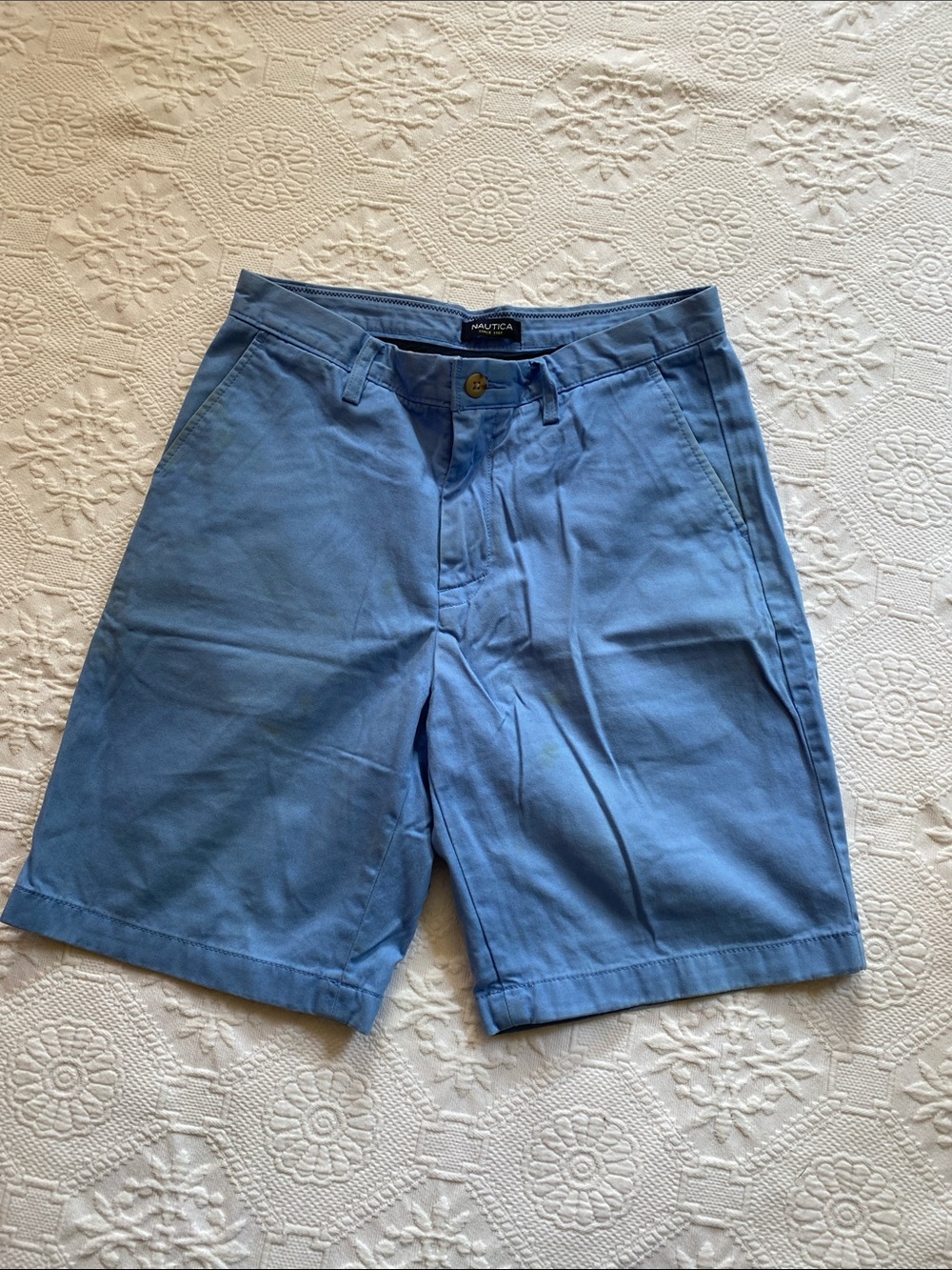 Nautica Light Blue Flat-Front Men’s Chino Shorts